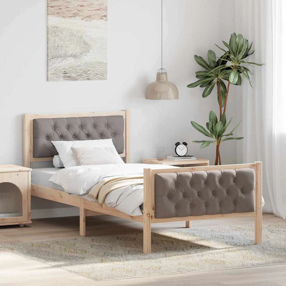 Lova Lovos rėmas Taupe 90 x 190 cm Kietos pušies mediena