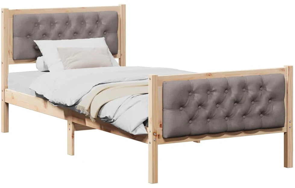 Lova Lovos rėmas Taupe 90 x 190 cm Kietos pušies mediena