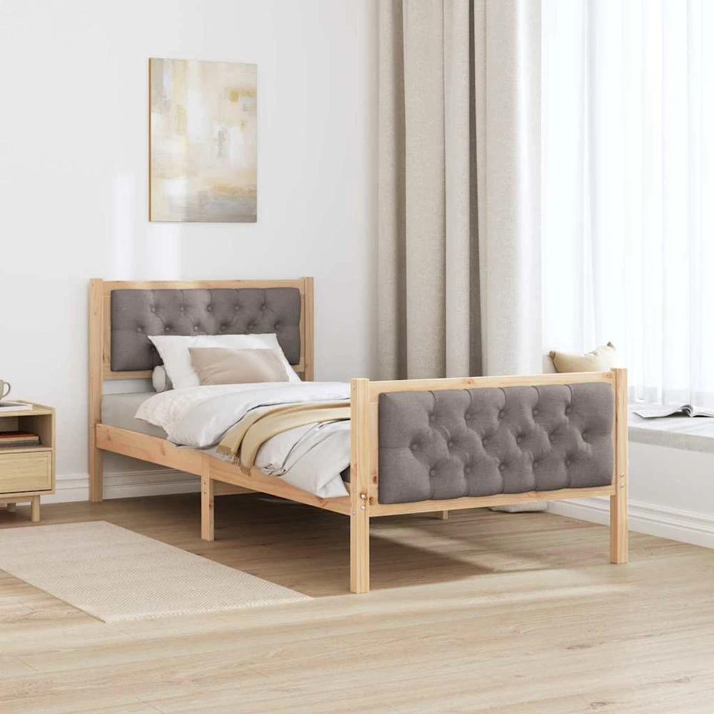 Lova Lovos rėmas Taupe 90 x 190 cm Kietos pušies mediena