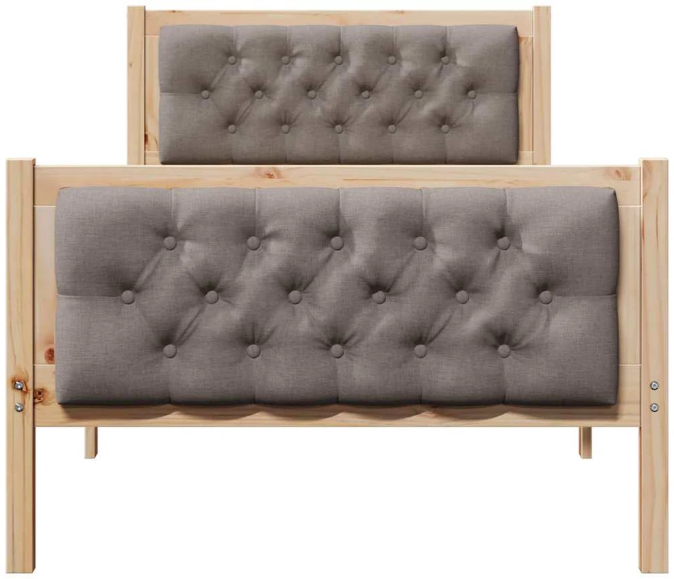 Lova Lovos rėmas Taupe 90 x 190 cm Kietos pušies mediena