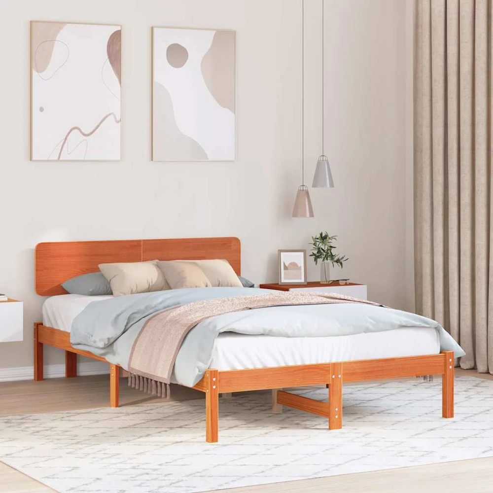 Lova Lovos rėmas Vaško ruda 135 x 190 cm Kietos pušies mediena