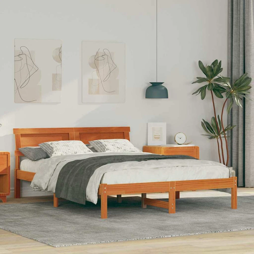 Lova Lovos rėmas Vaško ruda 135 x 190 cm Kietos pušies mediena