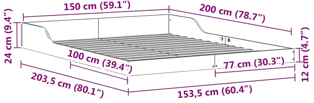Lovos rėmas Vaško ruda 150 x 200 cm Kietos pušies mediena