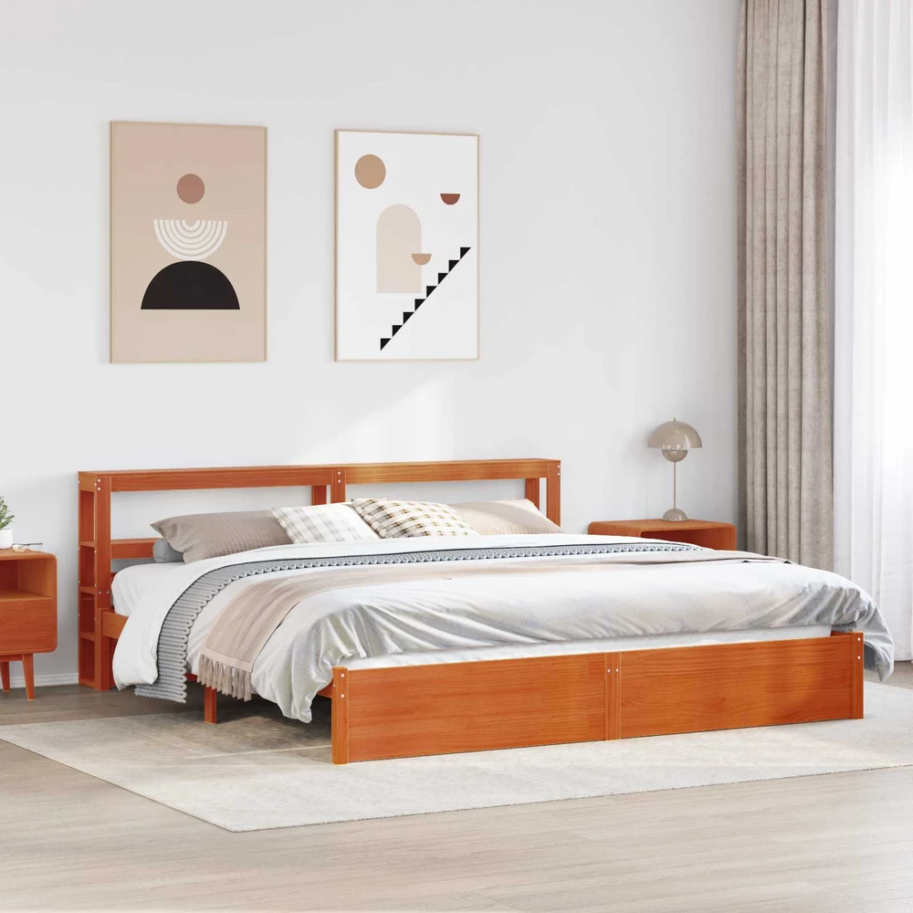 Lovos rėmas Vaško ruda 180 x 200 cm Kietas pušies medis