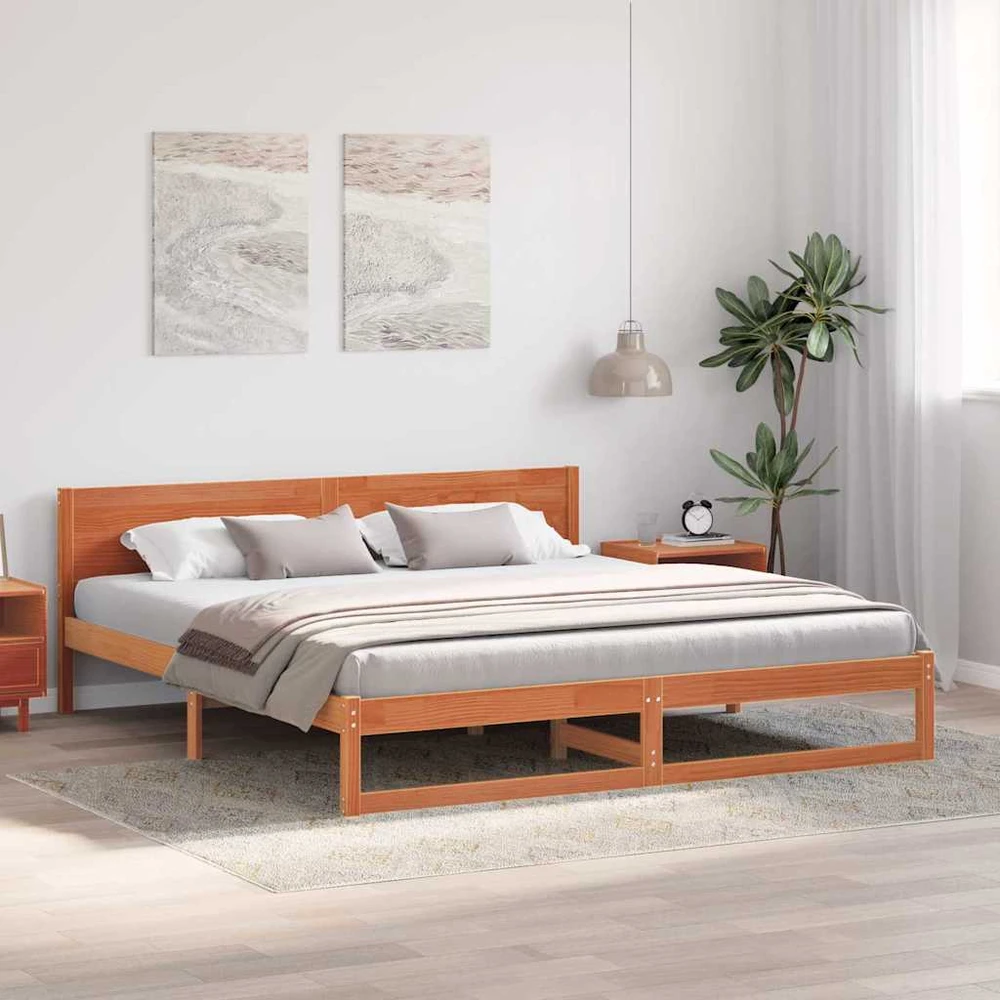 Lovos rėmas Vaško ruda 180 x 200 cm Kietos pušies mediena