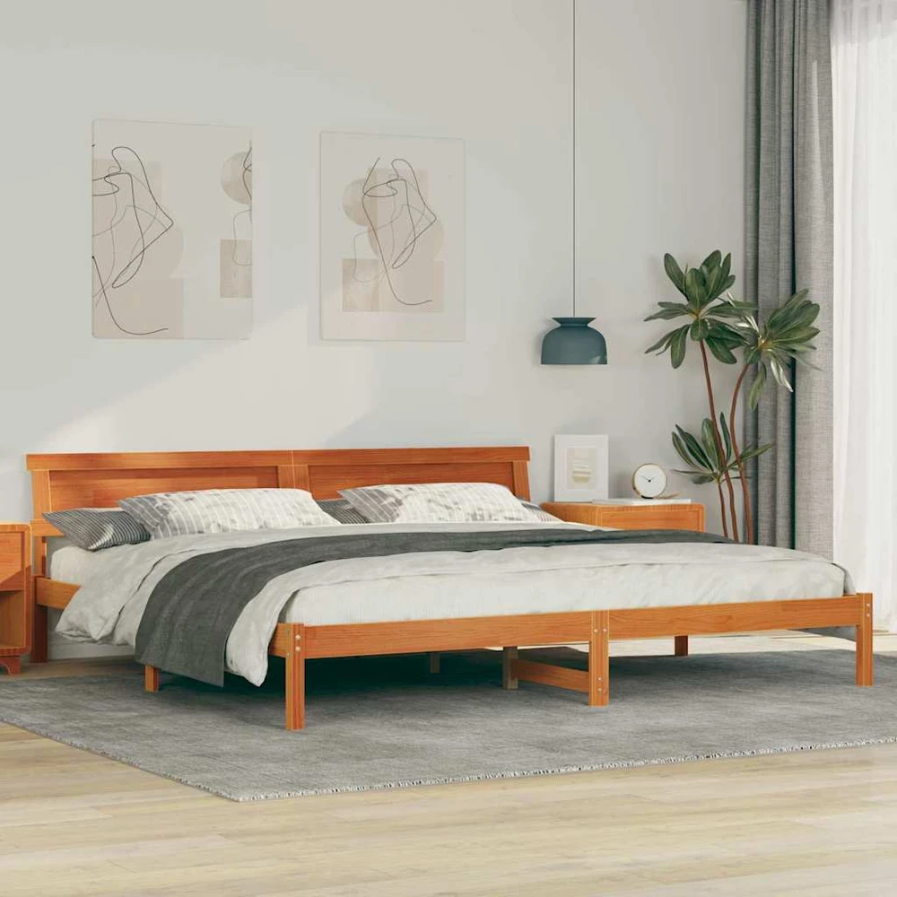Lovos rėmas Vaško ruda 180 x 200 cm Kietos pušies mediena