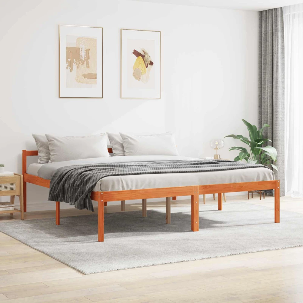 Lovos rėmas Vaško ruda 180 x 200 cm Kietos pušies mediena