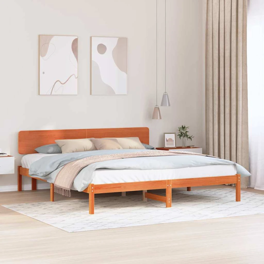 Lovos rėmas Vaško ruda 180 x 200 cm Kietos pušies mediena