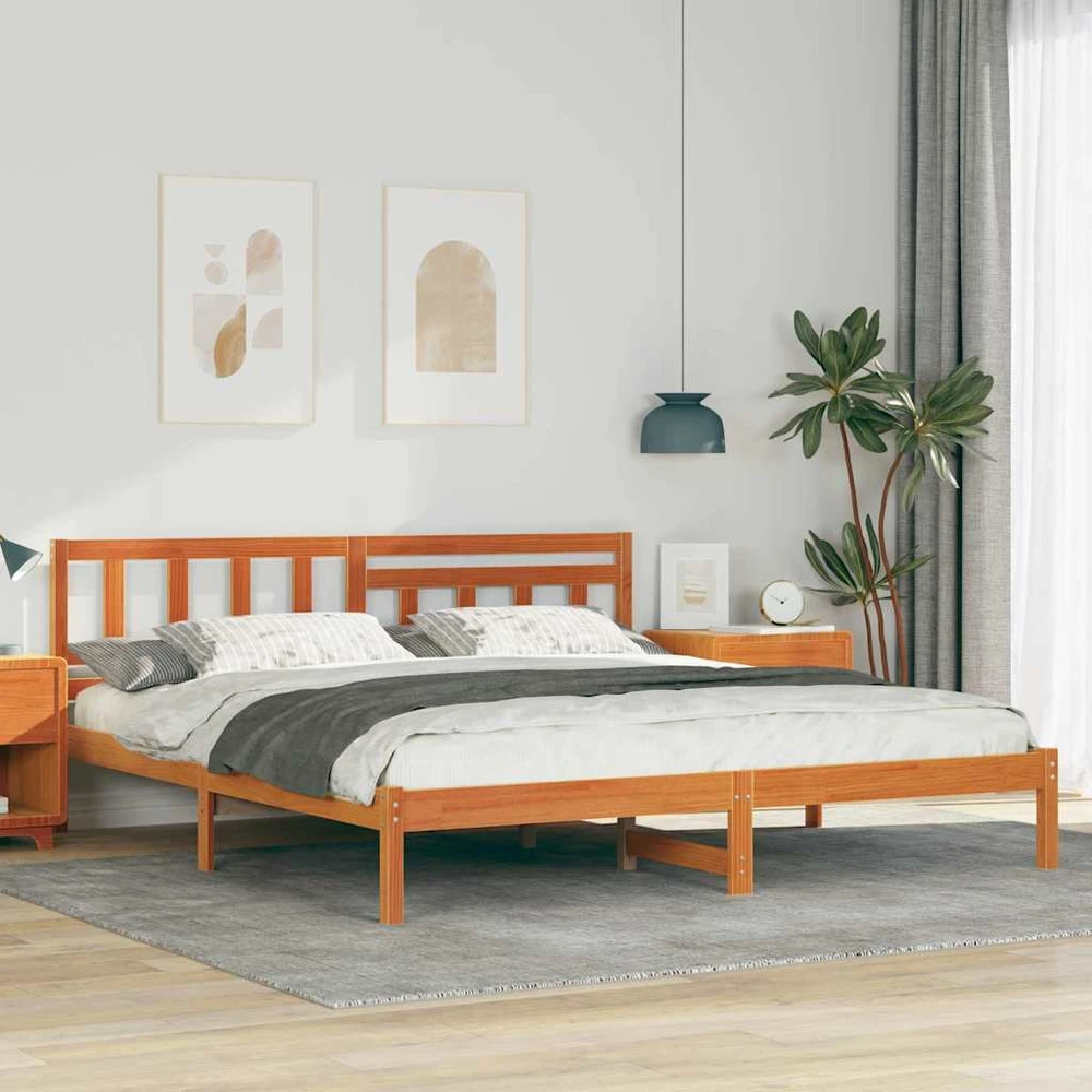 Lovos rėmas Vaško ruda 200 x 200 cm Kietos pušies mediena