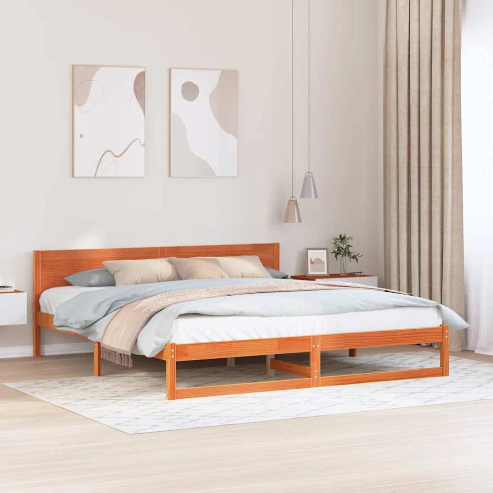 Lovos rėmas Vaško ruda 200 x 200 cm Kietos pušies mediena