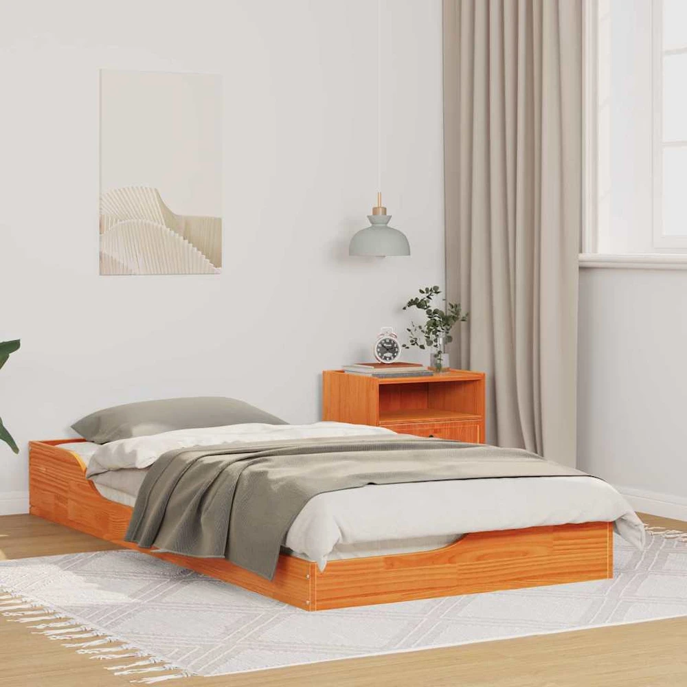 Lova Lovos rėmas Vaško ruda 90 x 190 cm Kietos pušies mediena