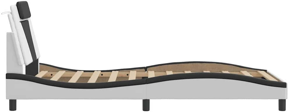 Lovos rėmas, baltas/juodas, 100x200cm, dirbtinė oda