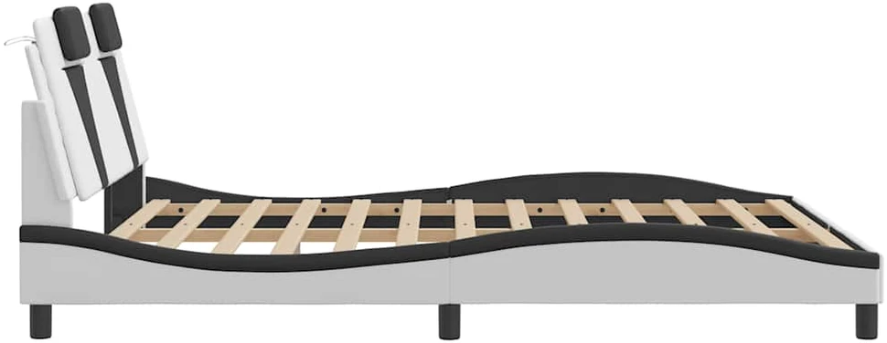 Lovos rėmas, Viana, be čiužinio, baltas/juodas, 160x200cm, dirbtinė oda