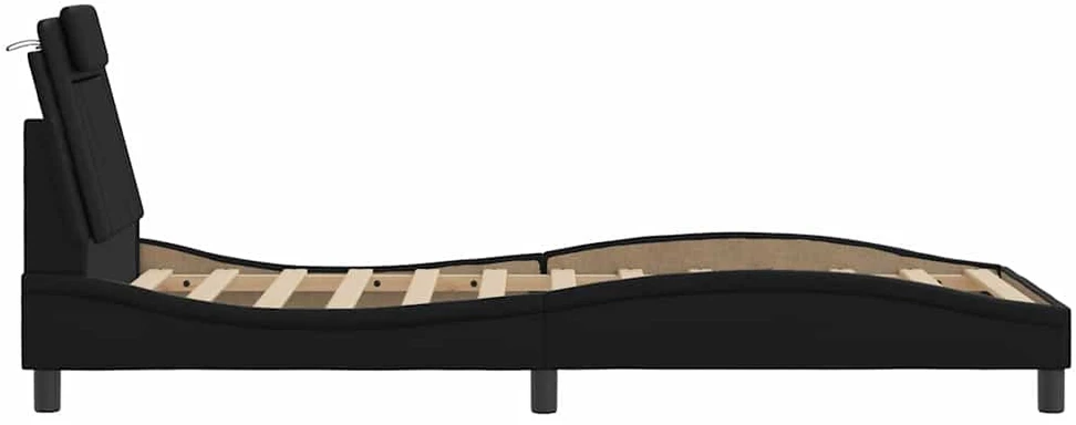 Lovos rėmas su galvūgaliu, juodas, 80x200cm, dirbtinė oda