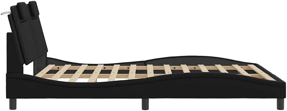 Lovos rėmas, Viana, be čiužinio, juodos, 160x200cm, dirbtinė oda