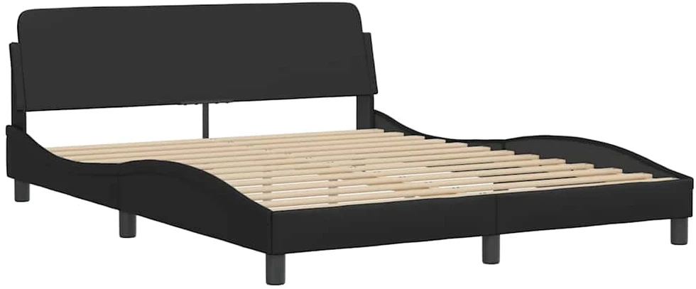 Lovos rėmas, Viana, be čiužinio, juodos, 160x200cm, dirbtinė oda