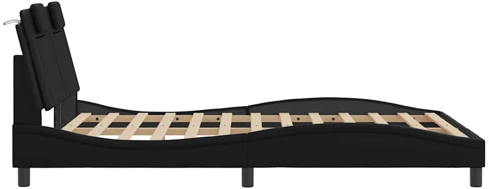 Lovos rėmas, Viana, be čiužinio, juodos, 140x200cm, dirbtinė oda