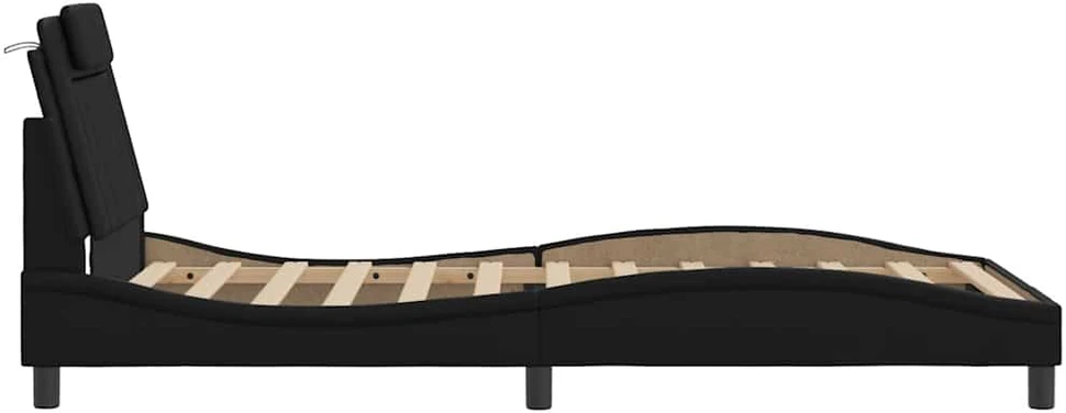 Lovos rėmas su galvūgaliu, juodos, 100x200cm, dirbtinė oda