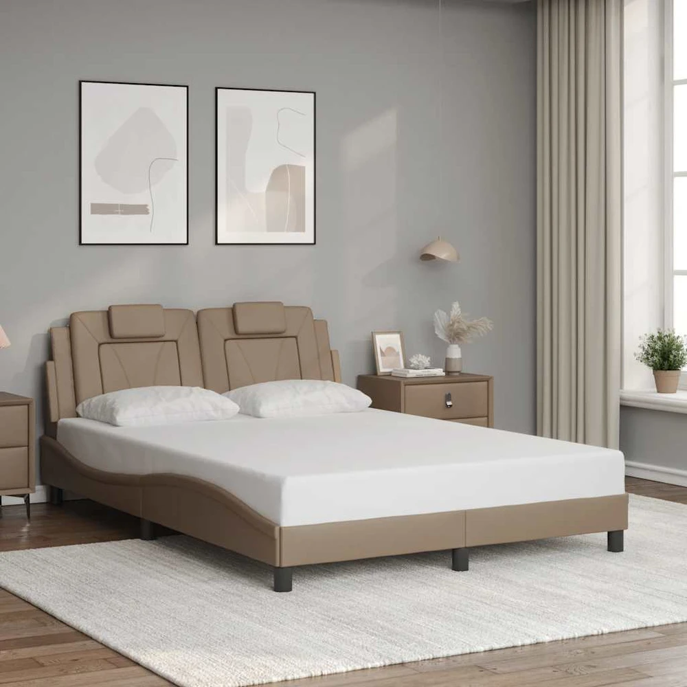 Lovos rėmas su galvūgaliu, kapučino, 120x200cm, dirbtinė oda
