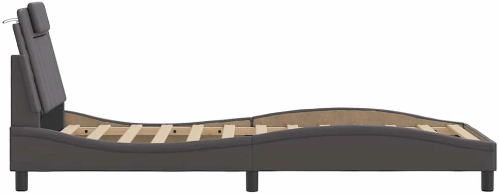 Lovos rėmas su galvūgaliu, pilkas, 80x200cm, dirbtinė oda