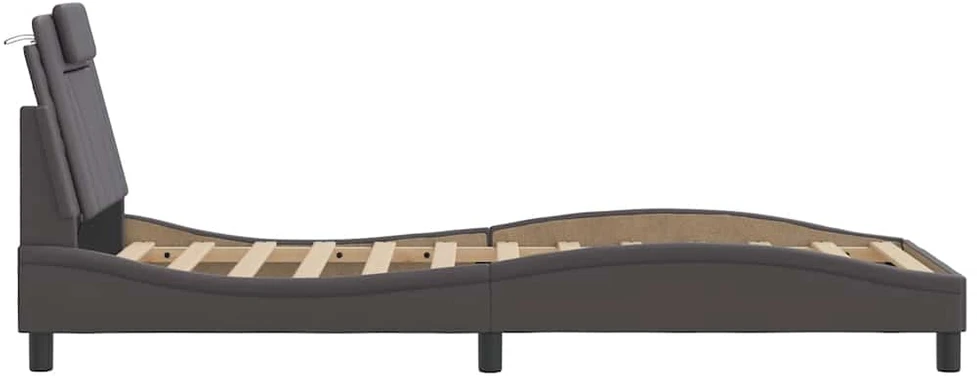 Lovos rėmas su galvūgaliu, pilkas, 90x200cm, dirbtinė oda