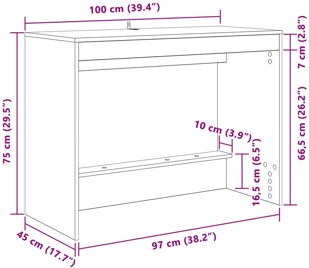 Lovos stalas Dūminio ąžuolo Apdirbta mediena 100 x 45 x 75 cm