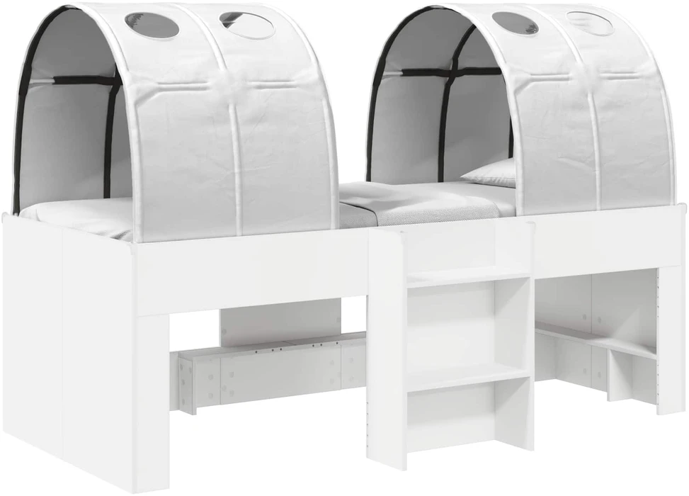 Lova Lovos su Tuneliu 3 vnt. Balta Apdirbta mediena