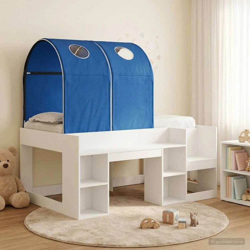 Lovos su Tuneliu 3 vnt. Balta ir mėlyna Apdirbta mediena
