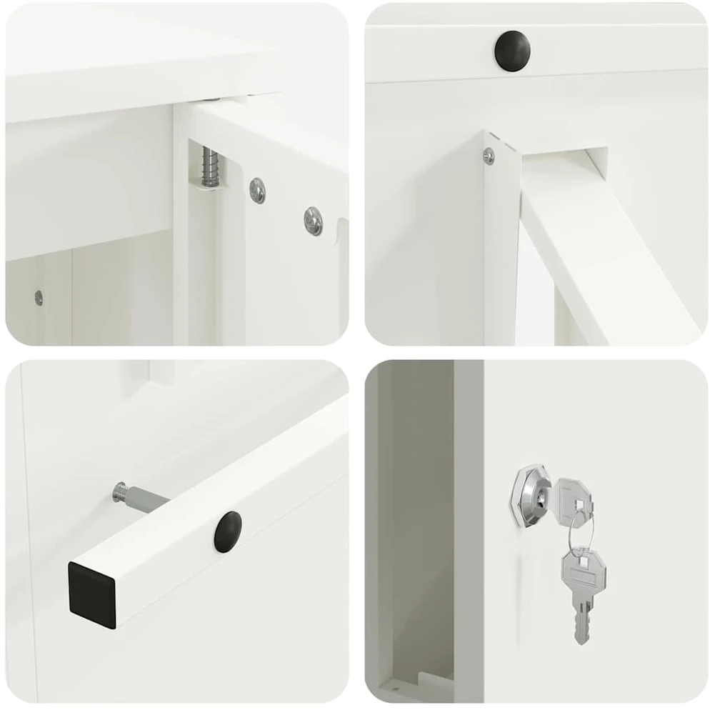 mailbox su saugykla su durimis Balta 30 x 20 x 55 cm Plienas