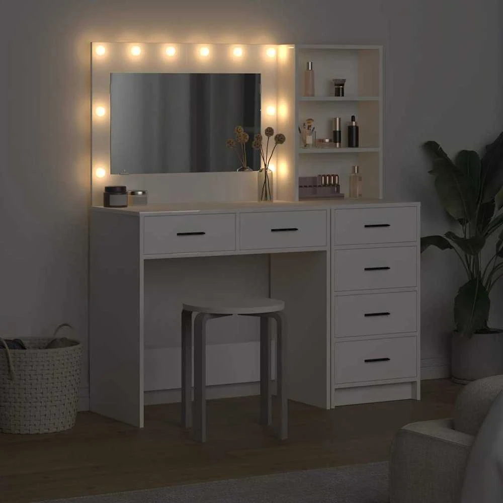 Makiažo stalas 2 vnt. Balta 78.5 x 41 x 135 cm Apdirbta mediena