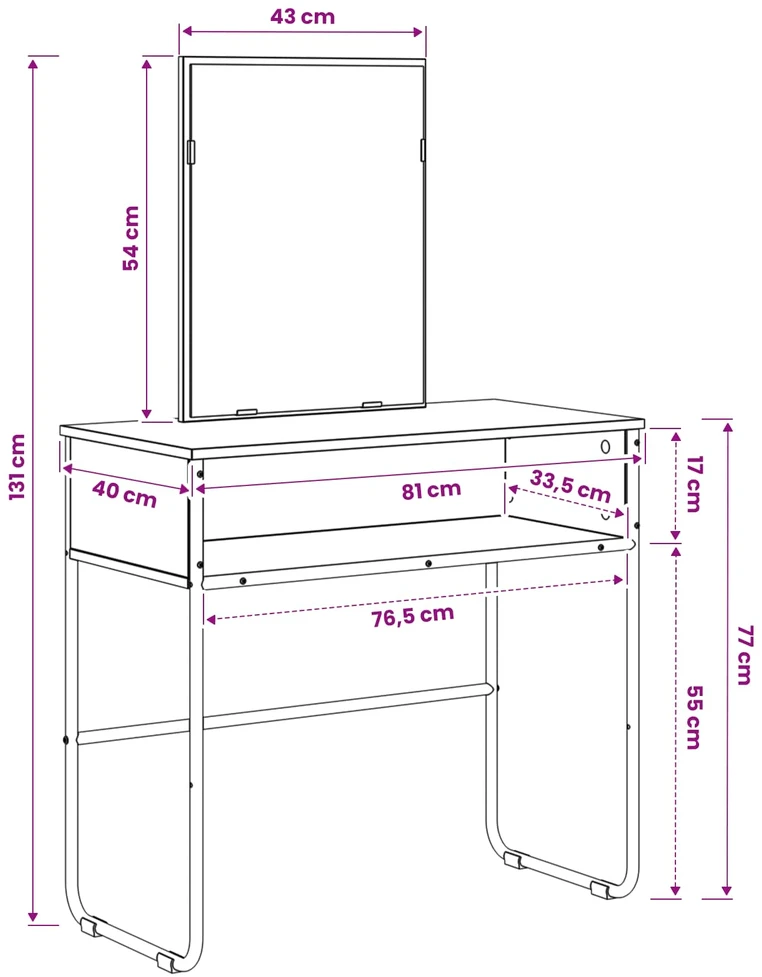 Makiažo stalas Dūminio ąžuolo 81 x 40 x 131 cm Apdirbta mediena