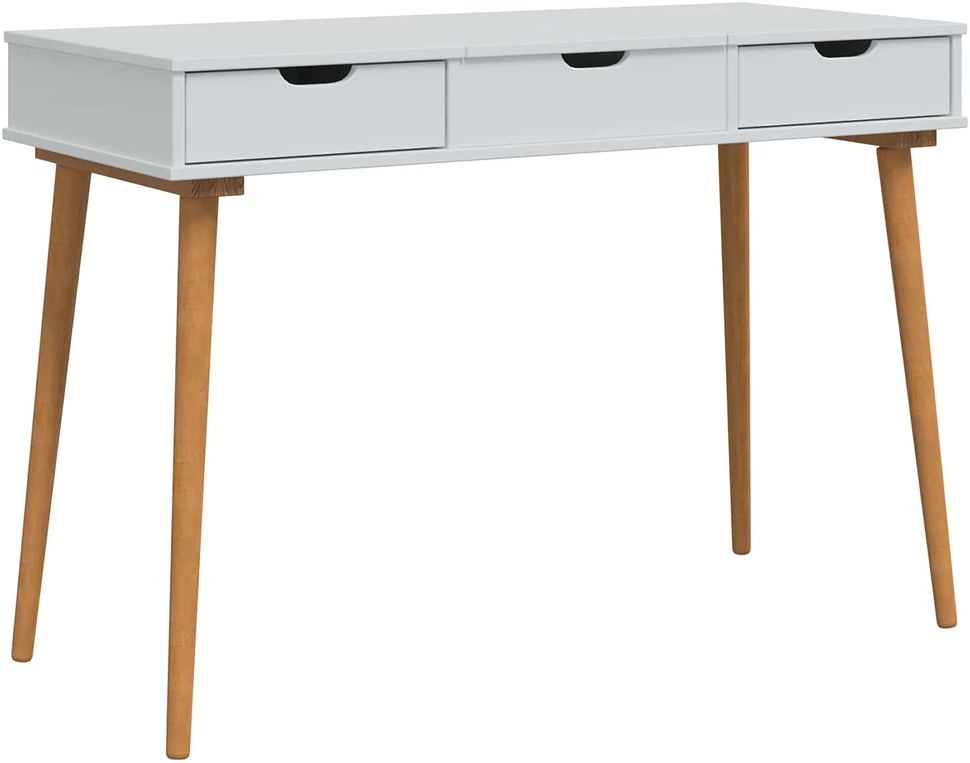 vidaxl Makiažo stalas FAUSKE Balta 112 x 50 x 78 cm