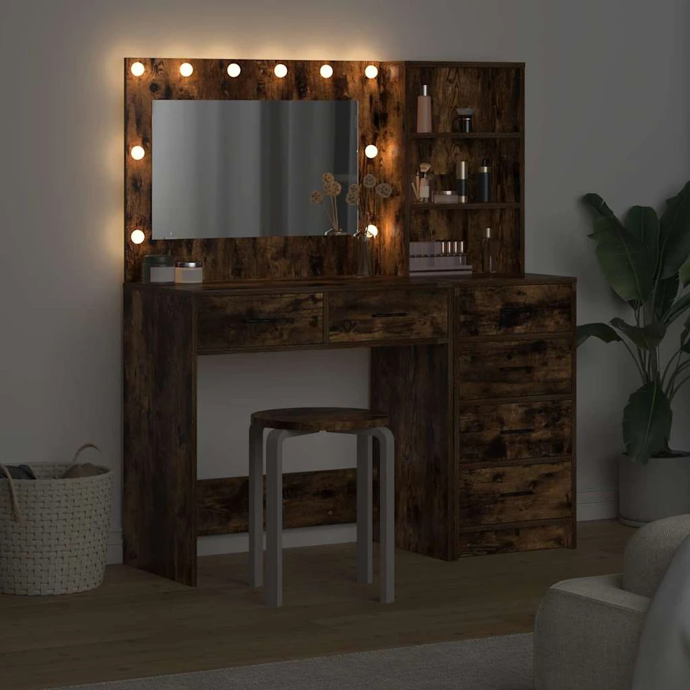 Makiažo stalas 2 vnt. Ruda 78.5 x 41 x 135 cm Apdirbta mediena