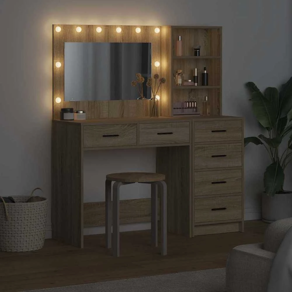 Makiažo stalas 2 vnt. Ruda 78.5 x 41 x 135 cm Apdirbta mediena