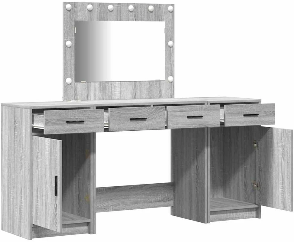 Makiažo stalas 3 vnt. Pilka 78,5 x 41 x 135 cm Apdirbta mediena