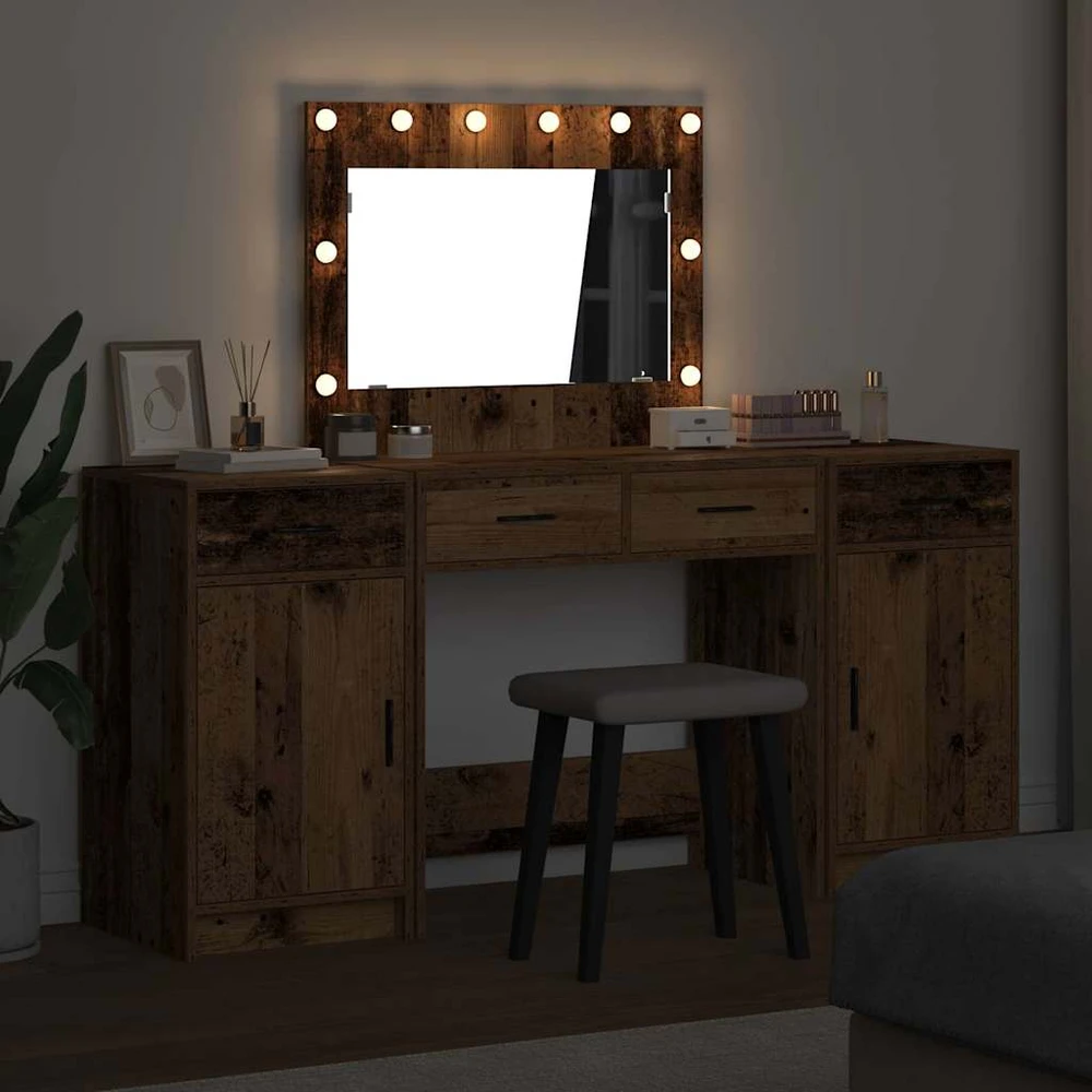 Makiažo stalas 3 vnt. Ruda 78,5 x 41 x 135 cm Apdirbta mediena