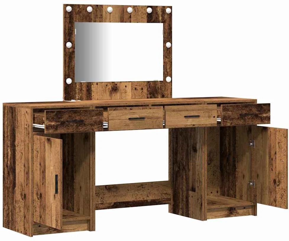 Makiažo stalas 3 vnt. Ruda 78,5 x 41 x 135 cm Apdirbta mediena