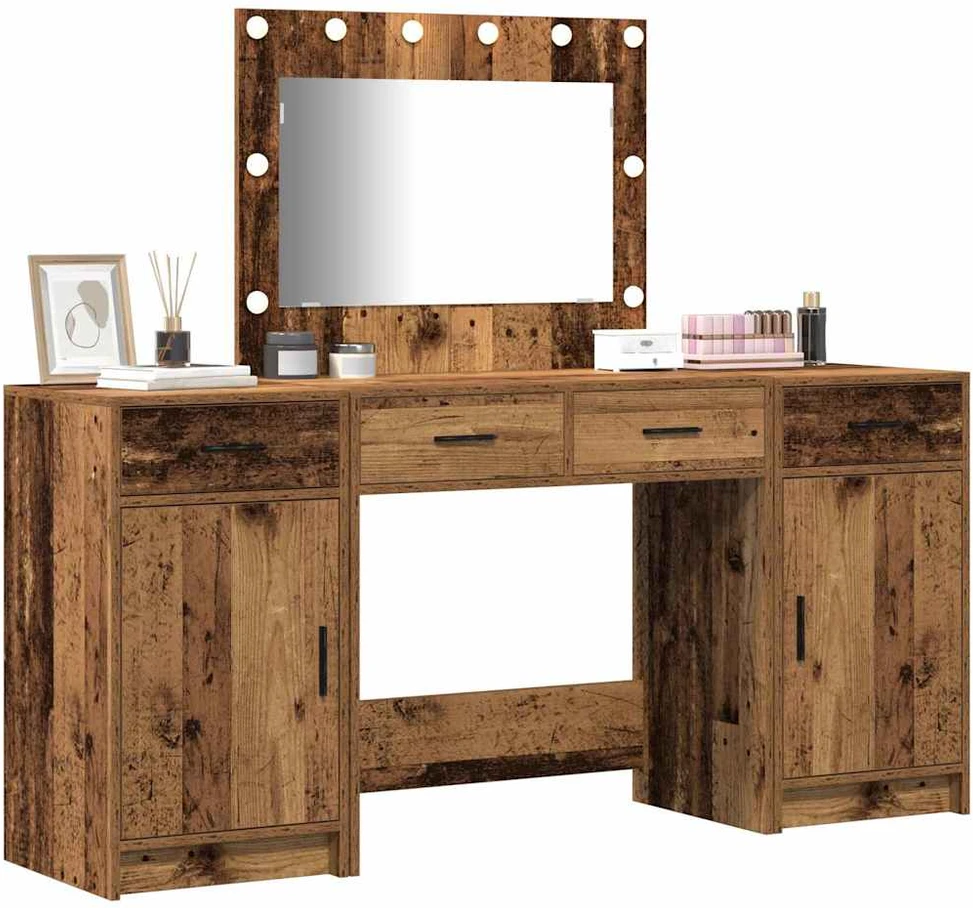 Makiažo stalas 3 vnt. Ruda 78,5 x 41 x 135 cm Apdirbta mediena