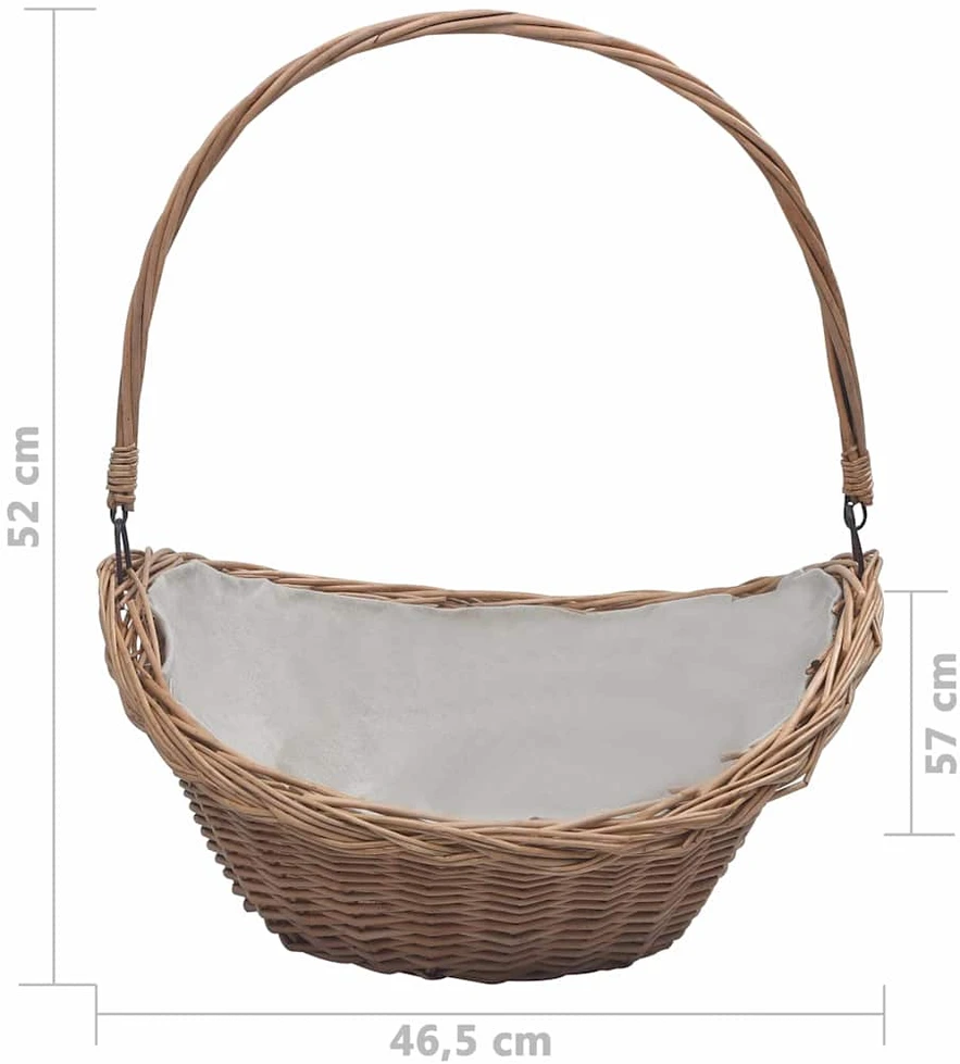 286987 Firewood Basket with Handle 57x46,5x52 cm Brown Willow