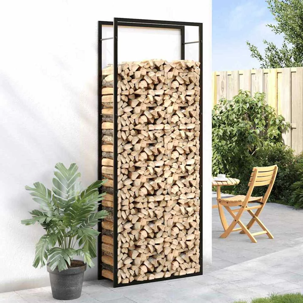Stovas malkoms, matinės juodos spalvos, 80x28x222cm, plienas