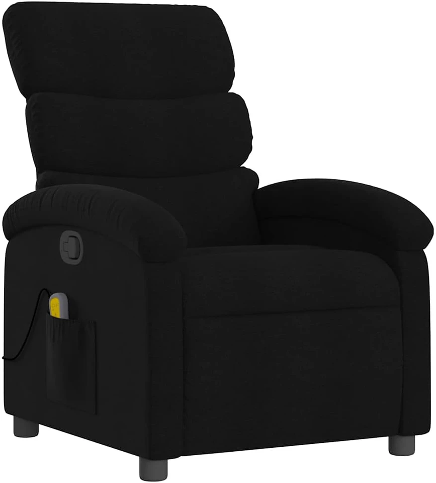 Fotelis Masažinis atlošiamas krėslas, juodas, audinys