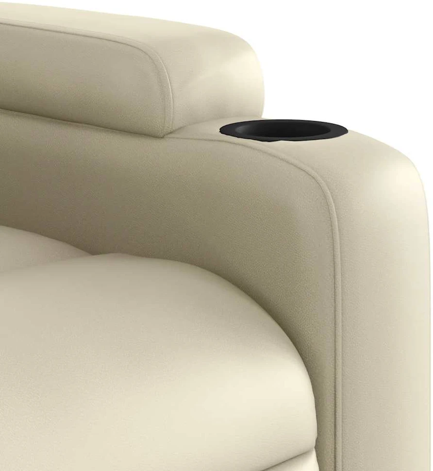 Fotelis Masažinis atlošiamas krėslas, kreminės spalvos dirbtinė oda