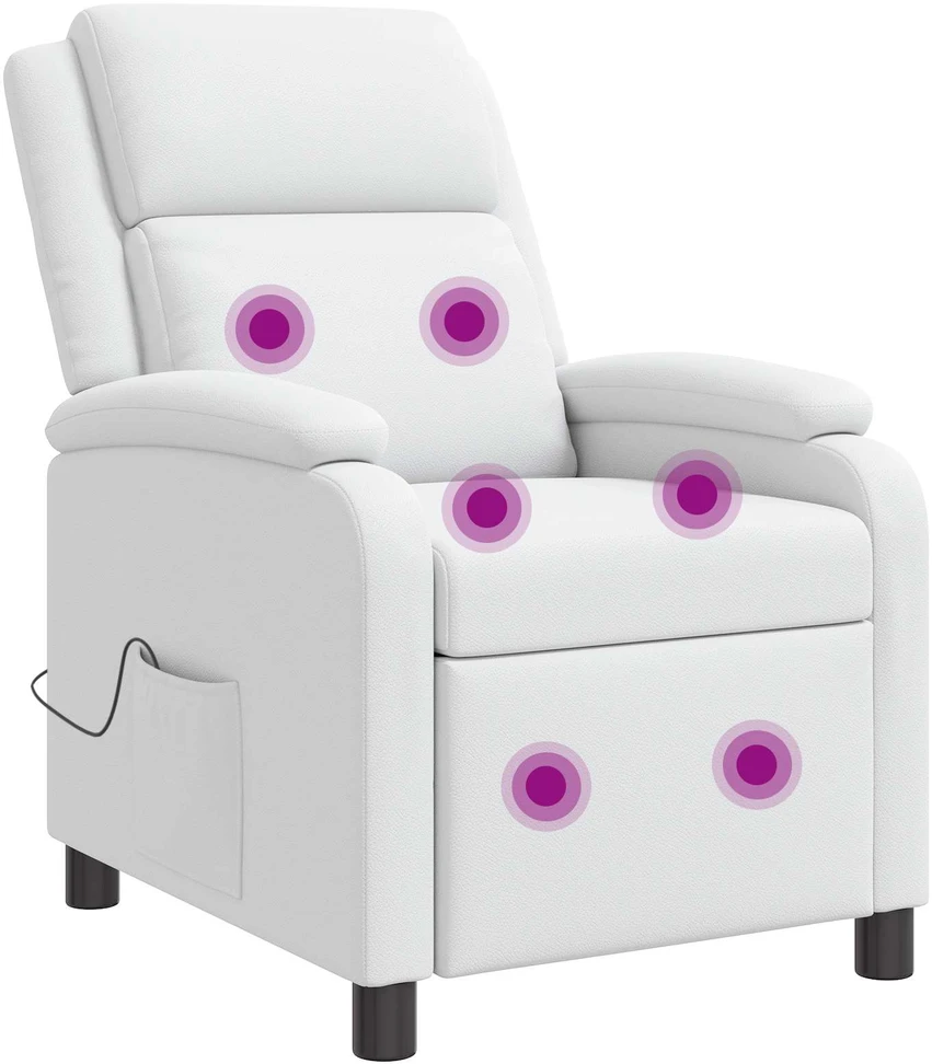 Fotelis Masažinis atlošiamasis krėslas Balta Dirbtinė oda