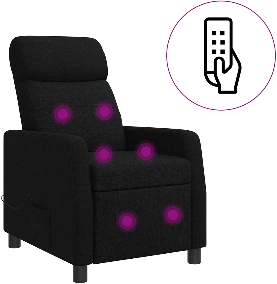 Fotelis Masažinis atlošiamasis krėslas Juoda Audinys