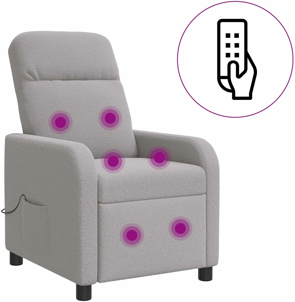 Masažinis atlošiamasis krėslas Šviesiai pilka Bouclé