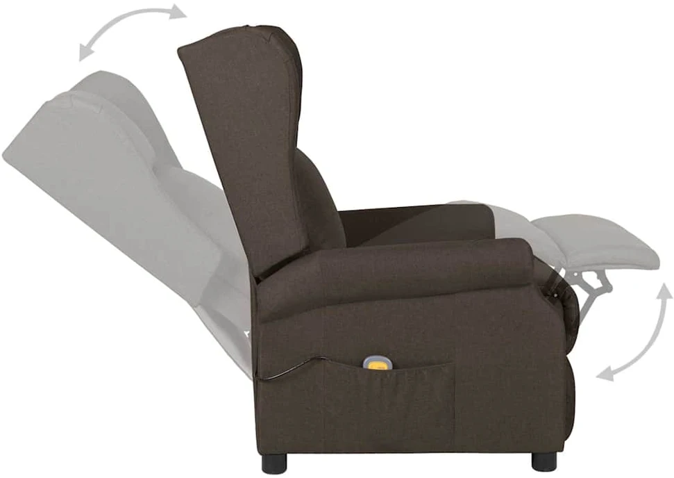 Masažinis krėslas, tamsiai rudos spalvos, audinys