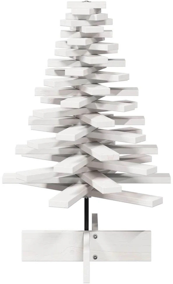 Medinė Kalėdų eglutė, balta, 80cm, pušies medienos masyvas