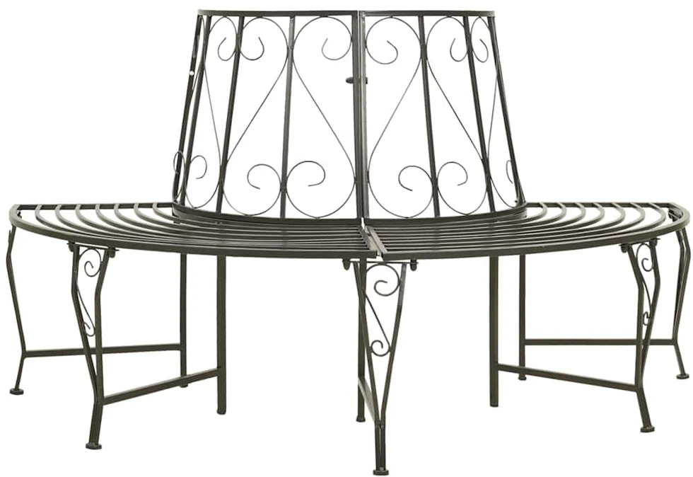 Sodo suoliukas aplink medį, 160cm, plienas, pusapvalis