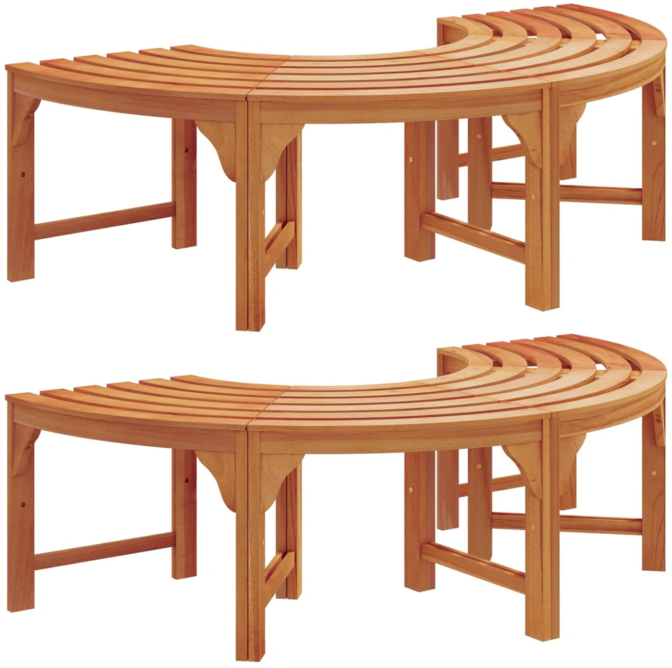 Medžio suolelis 8 -Seater 2 vnt. 160 x 80 x 45cm Natūrali