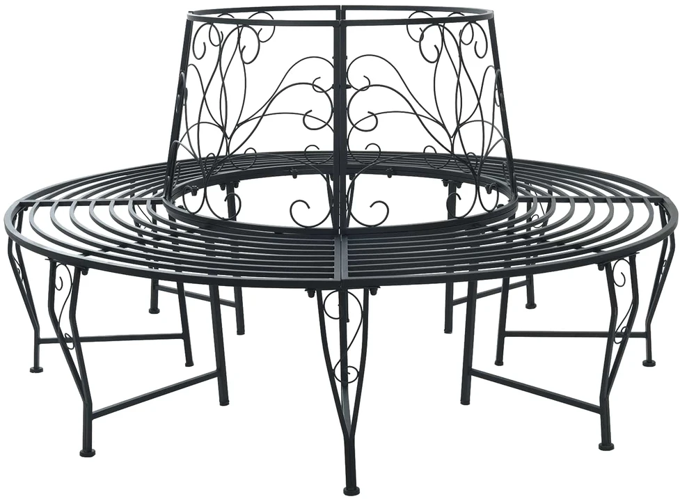 Medžio suolelis 8-Vietų skaičius Ø 160 x 89 cm Plienas Juoda